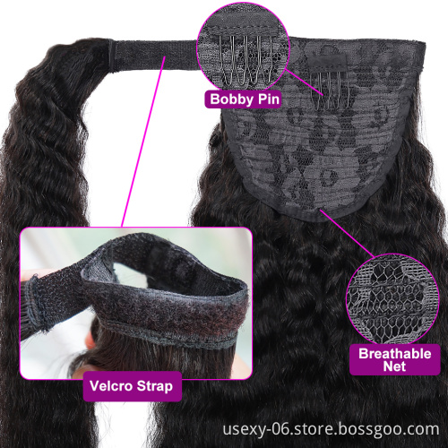 Drop Shipping Best Selling No Any Chemical Cuticle Aligned Virgin Brazilian Human Hair Ponytail